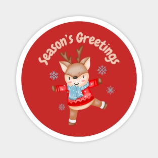 Season’s Greetings, cute and adorable Christmas reindeer. Magnet